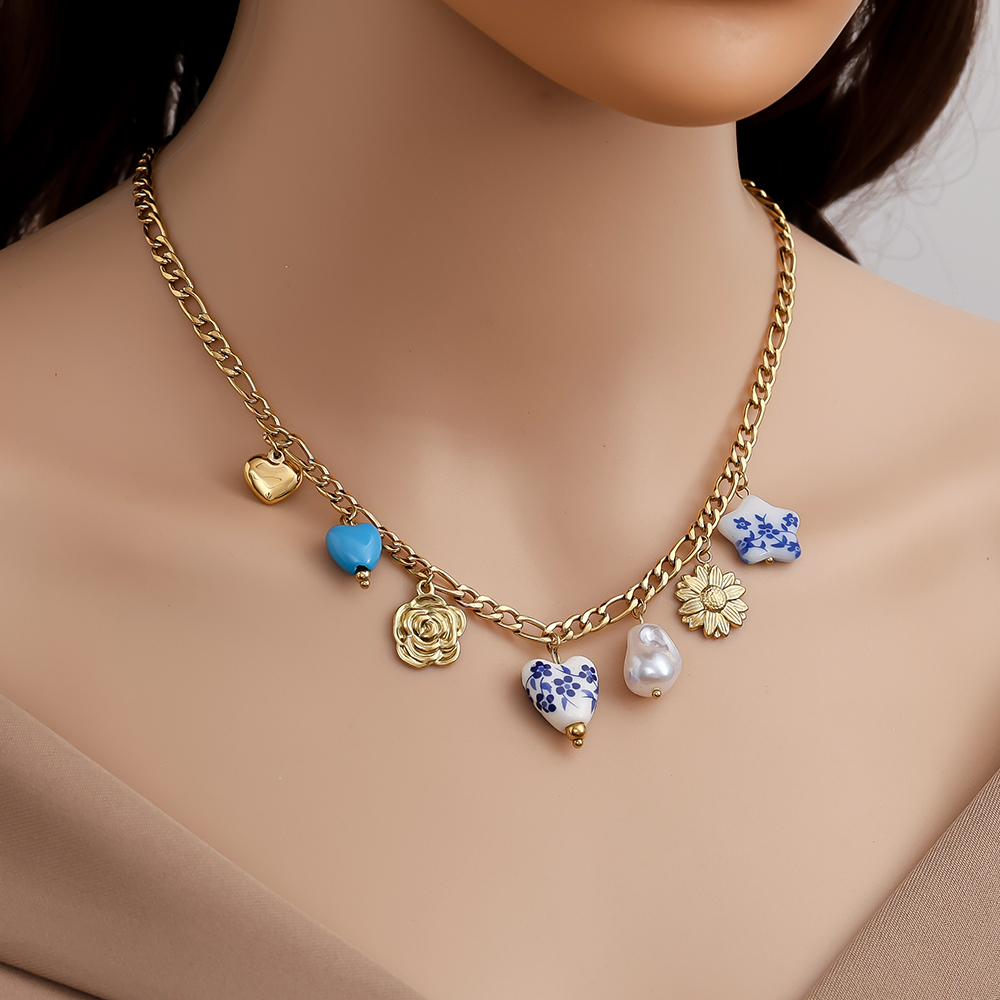 41cm Fancy Charms stainless steel necklace     
