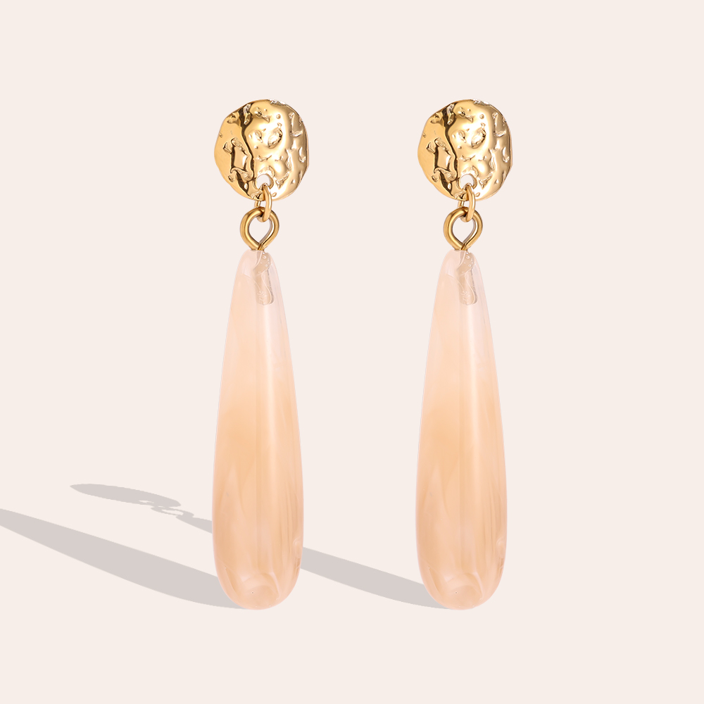 5cm Long Drop Resin Stainless Steel Earrings     