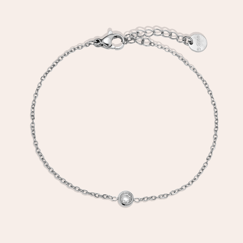 16cm minimalist zirconia stainless steel bracelet