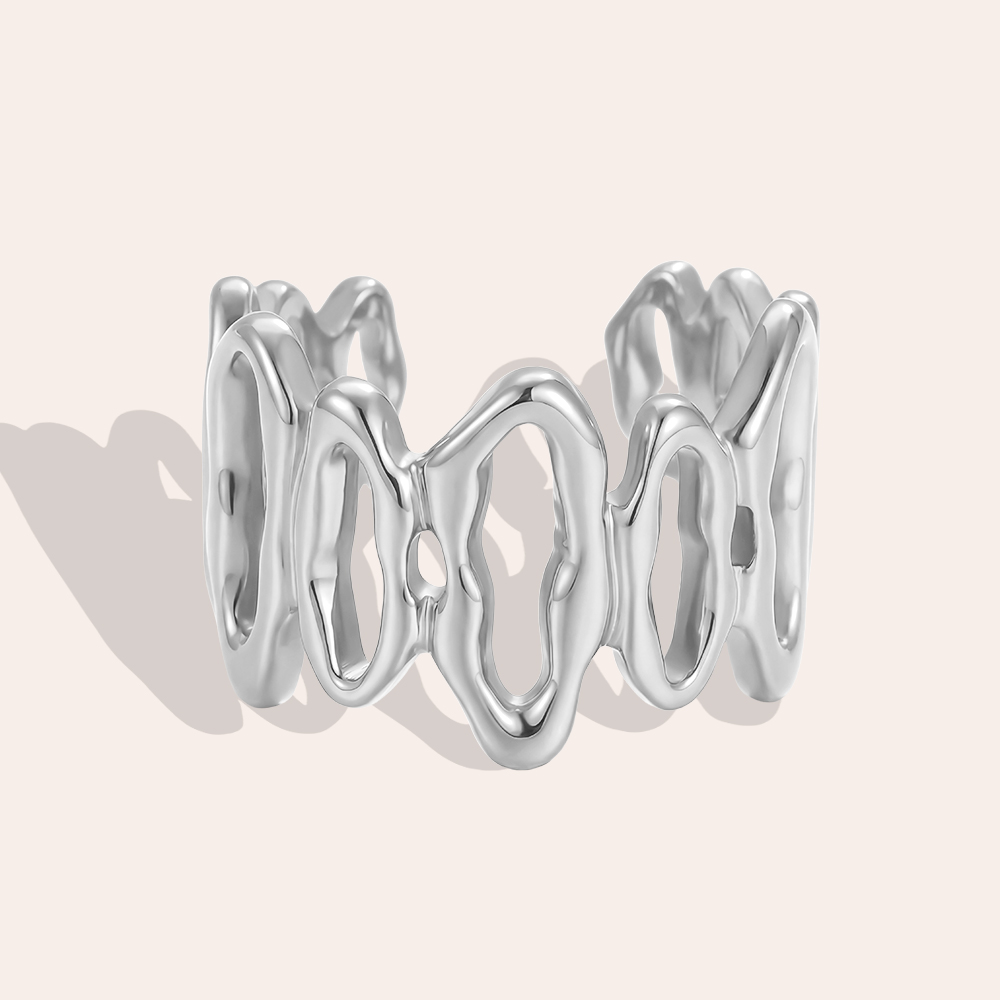 Adjustable irregularly shaped elliptical stainless steel ring    