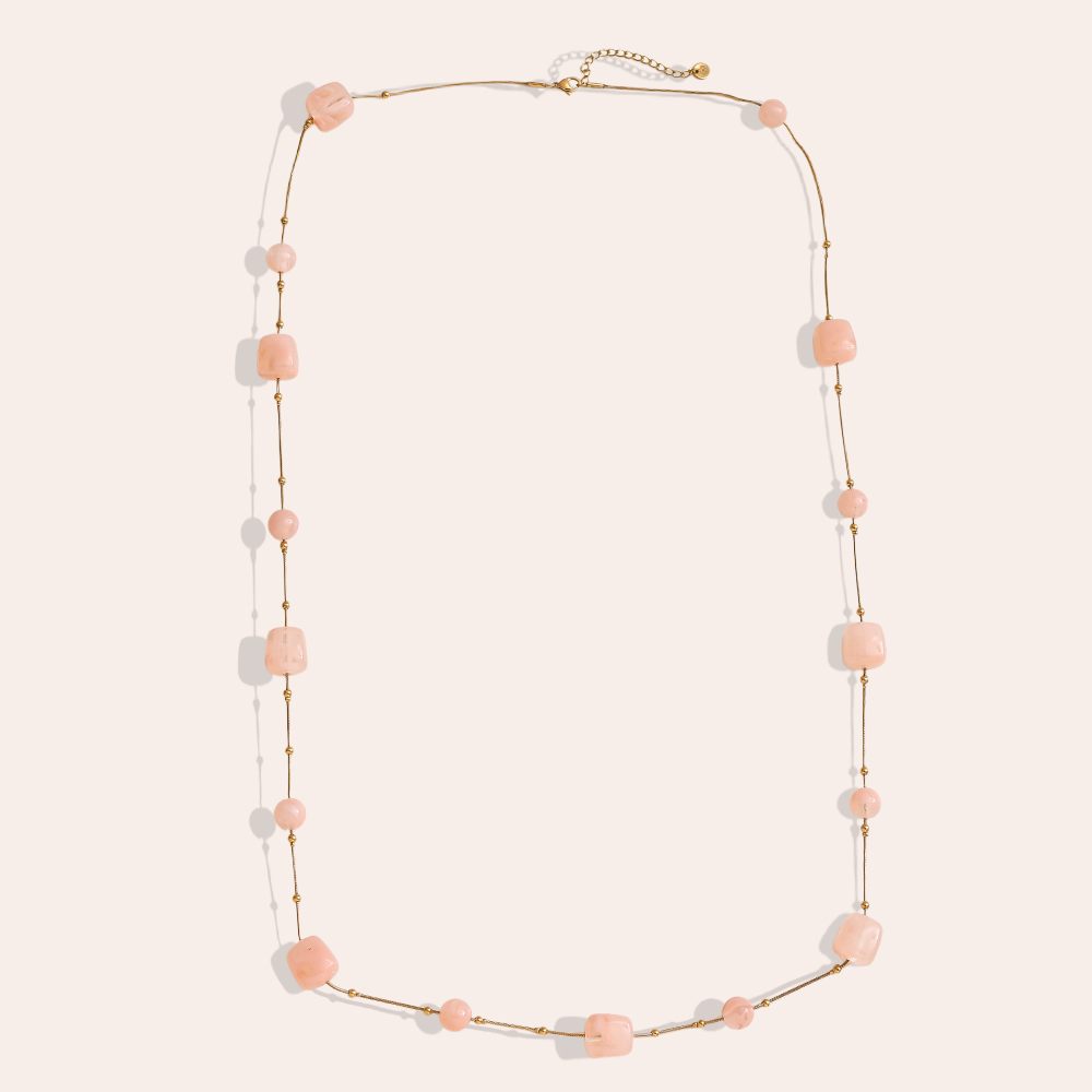 90cm resin cube and bead stainless steel necklace    