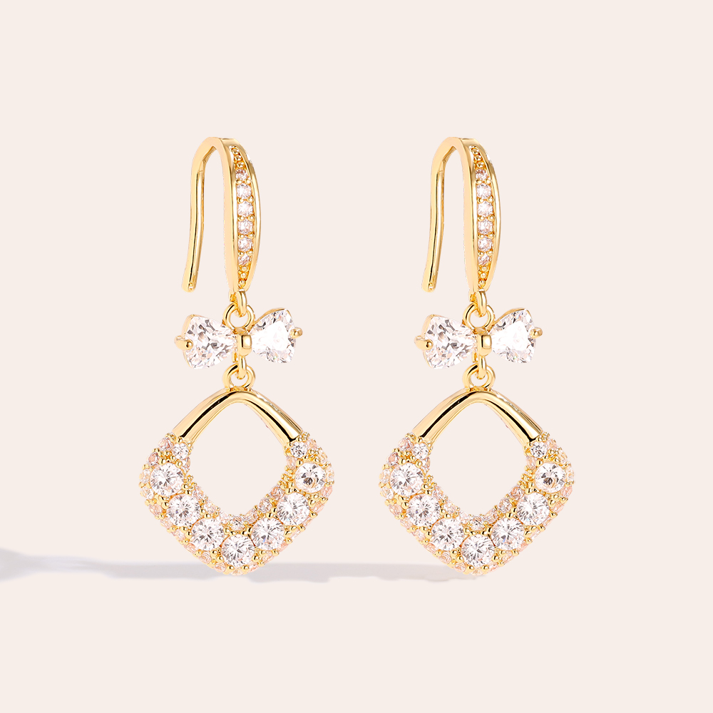 34mm Pro Fancy Diamond Gold Plated Earrings   