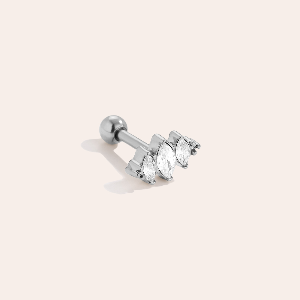 8mm Three Diamond Eye stainless steel piercing       