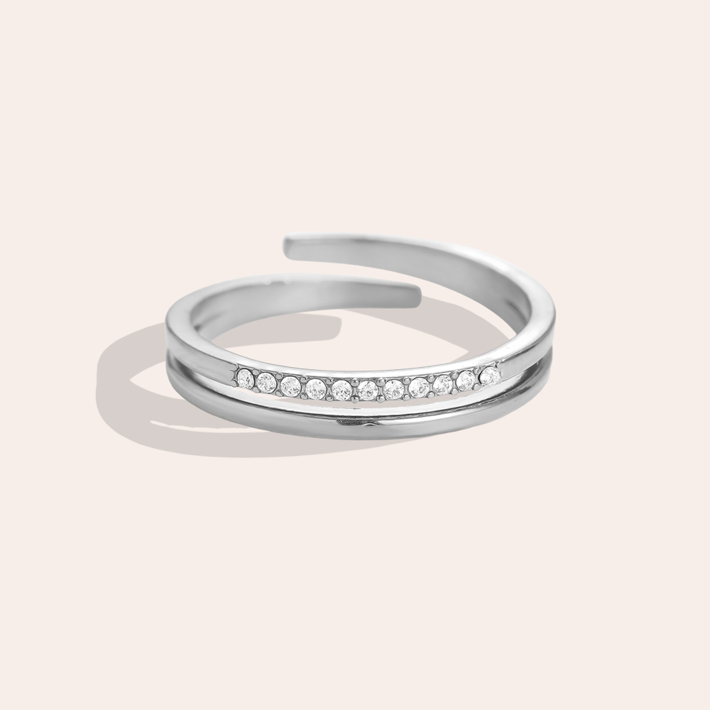 Easy Wraparound Diamond Stainless Steel Ring    