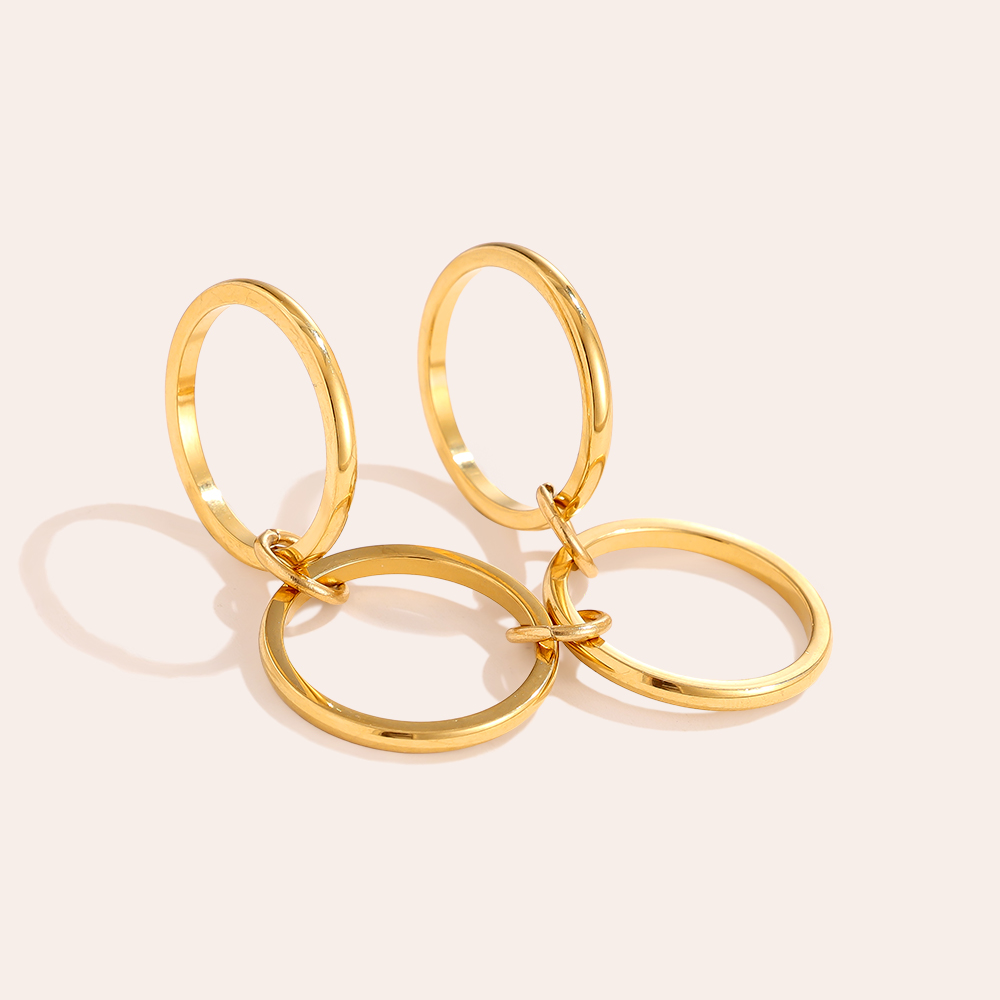 Simple Four Layer Ring Set Stainless Steel Ring    