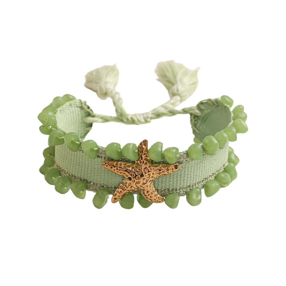Starfish on a polyester bag Stainless steel bracelet   