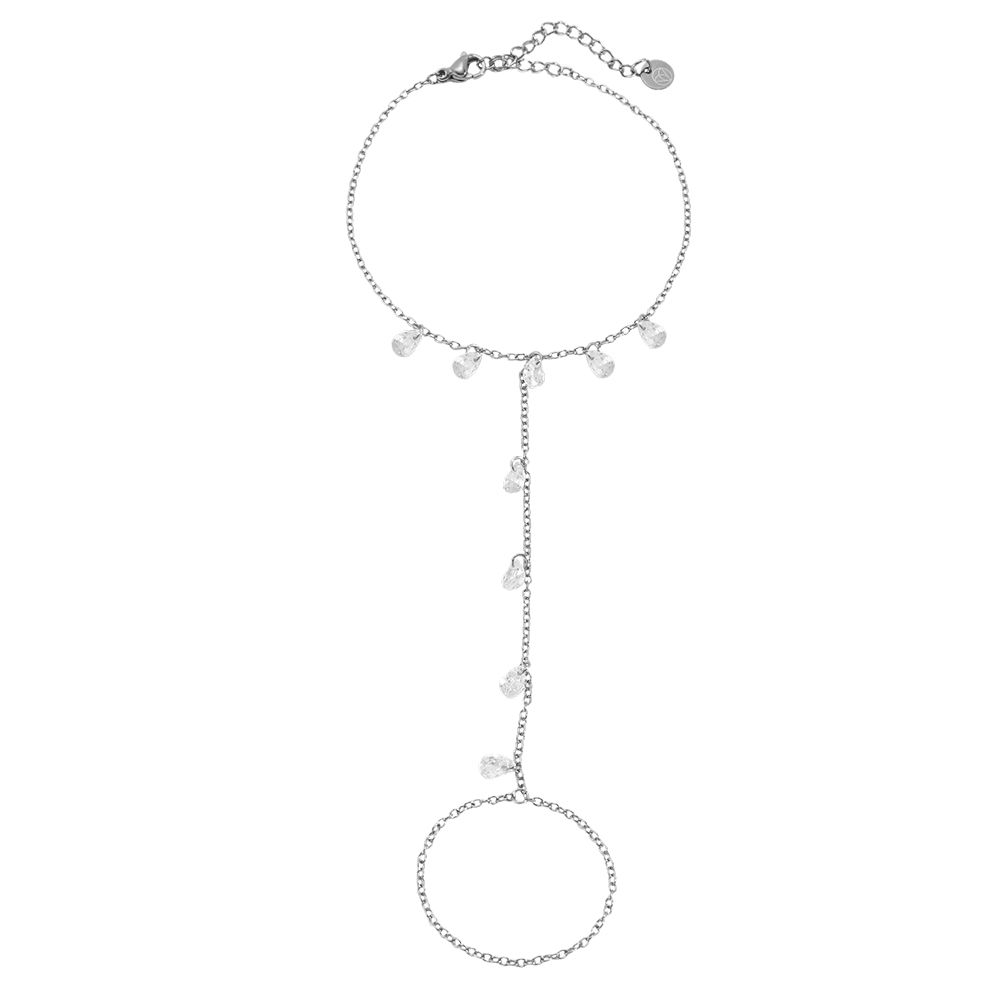 17cm Many zirconia hand chain stainless steel bracelet     