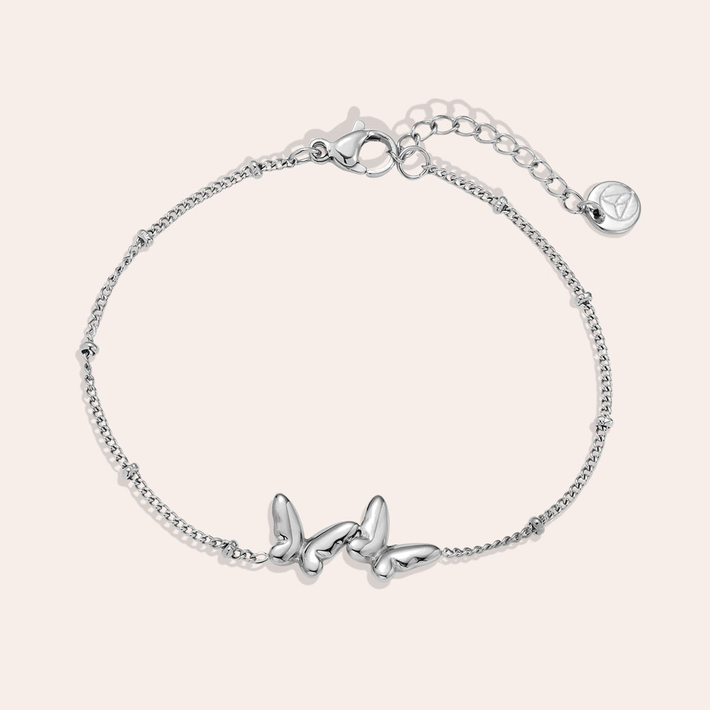 17cm Two Butterfly stainless steel bracelet   