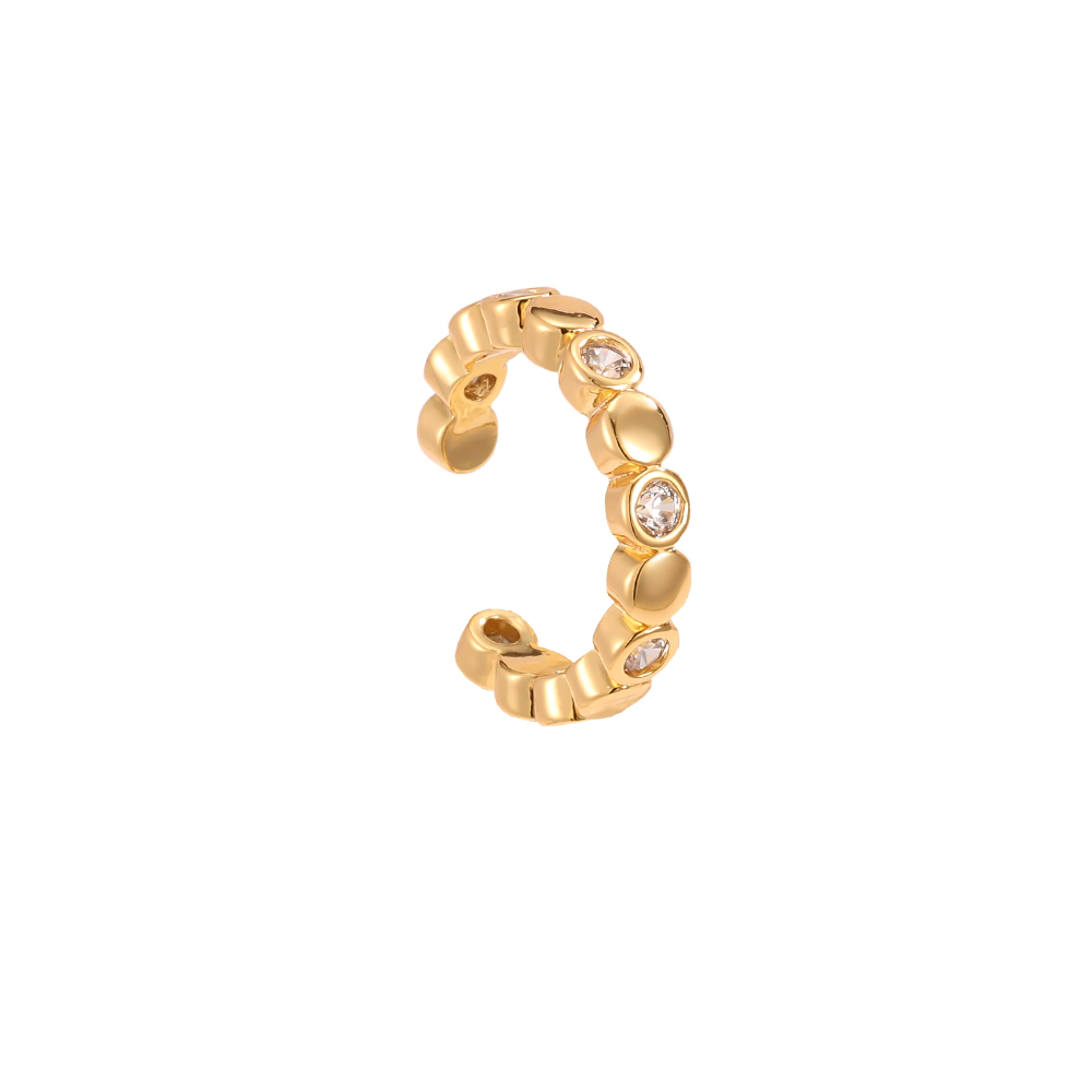 14mm zirconia dots and dots Gold-plated ear cuffs   