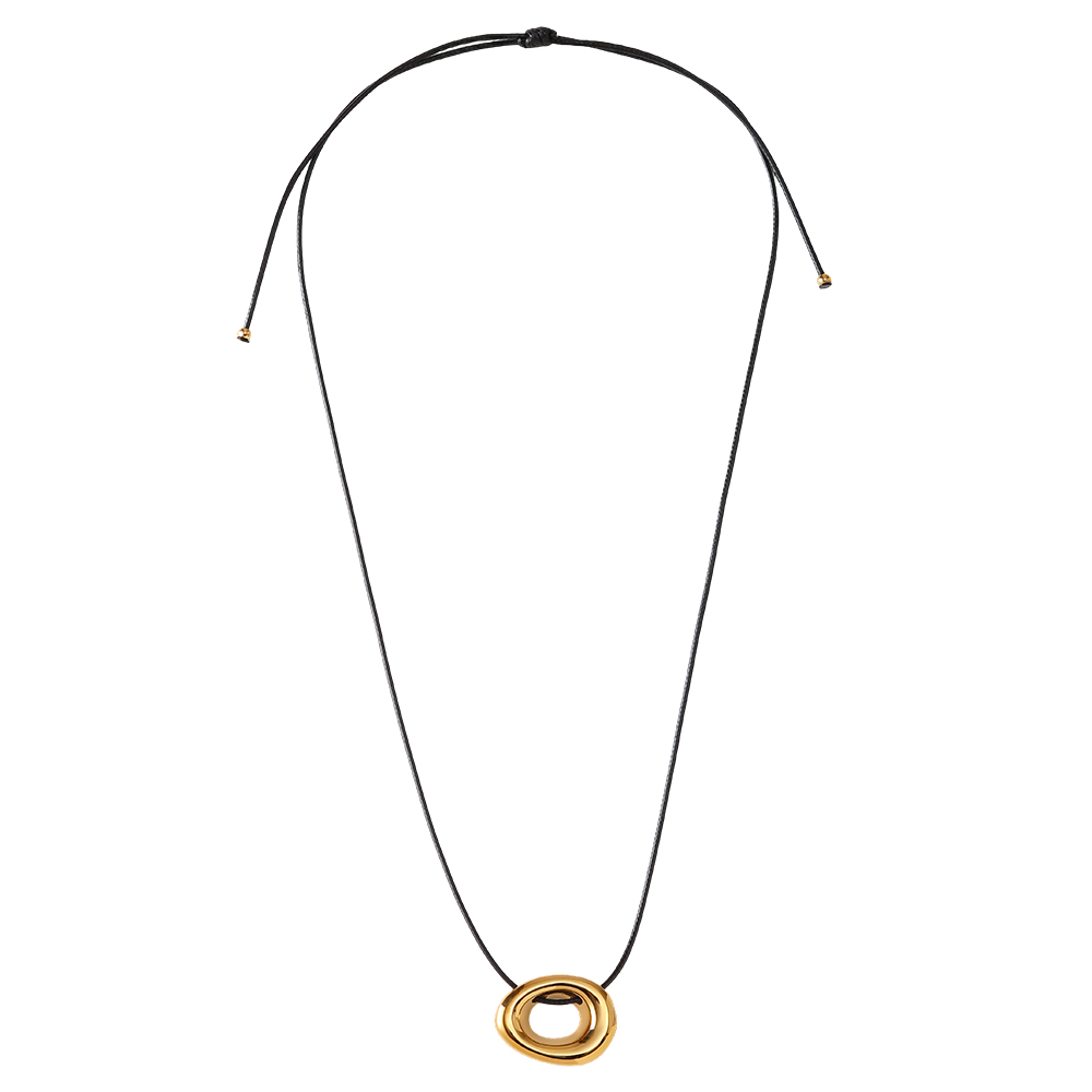 90cm hollow circle stainless steel pendant necklace copy