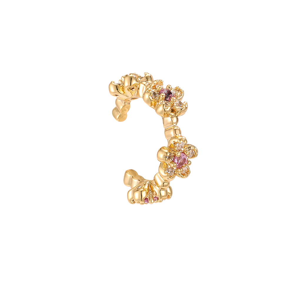 Gold-plated ear cuffs 15mm zirconia small flowers