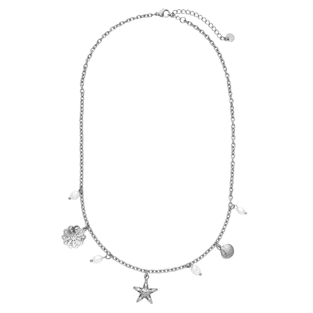42cm Pretty Ocean And Pearl Stainless Steel Necklace  