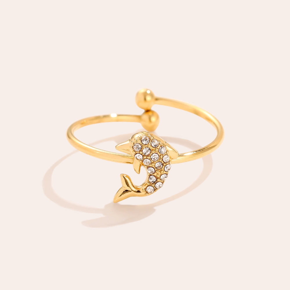Diamond Dolphin stainless steel ring    