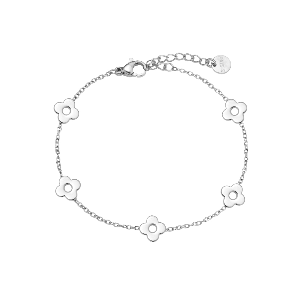 17cm five flower stainless steel bracelet        