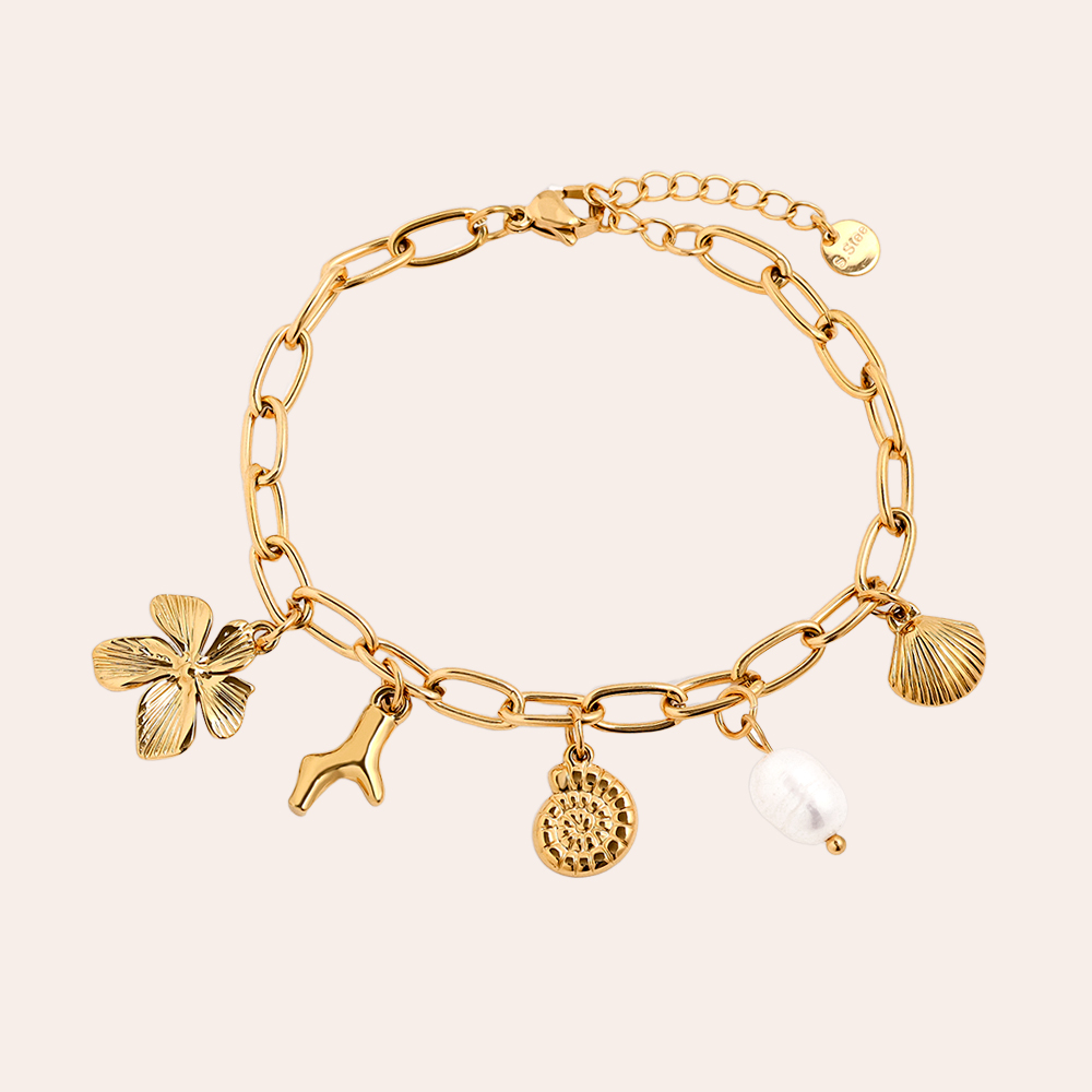 17cm Pearl Shell stainless steel bracelet