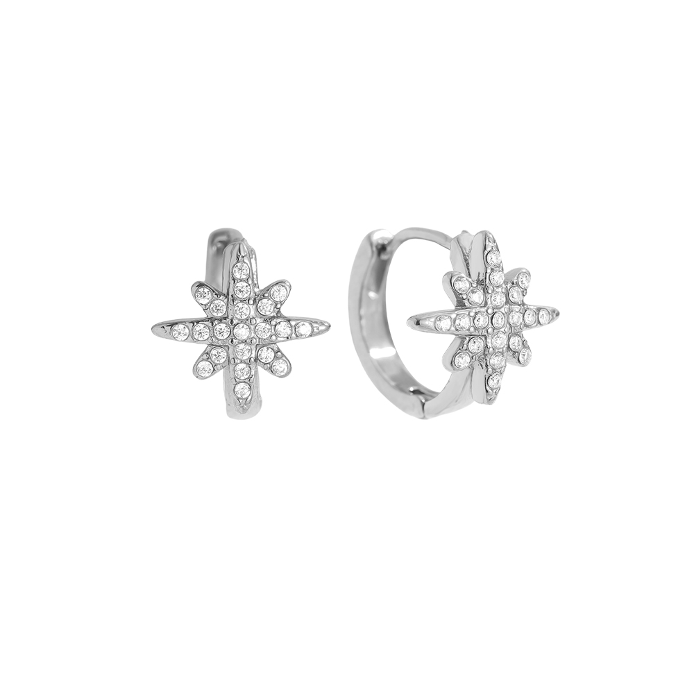 Stainless steel earrings 1.4cm Diamond Star Hoop