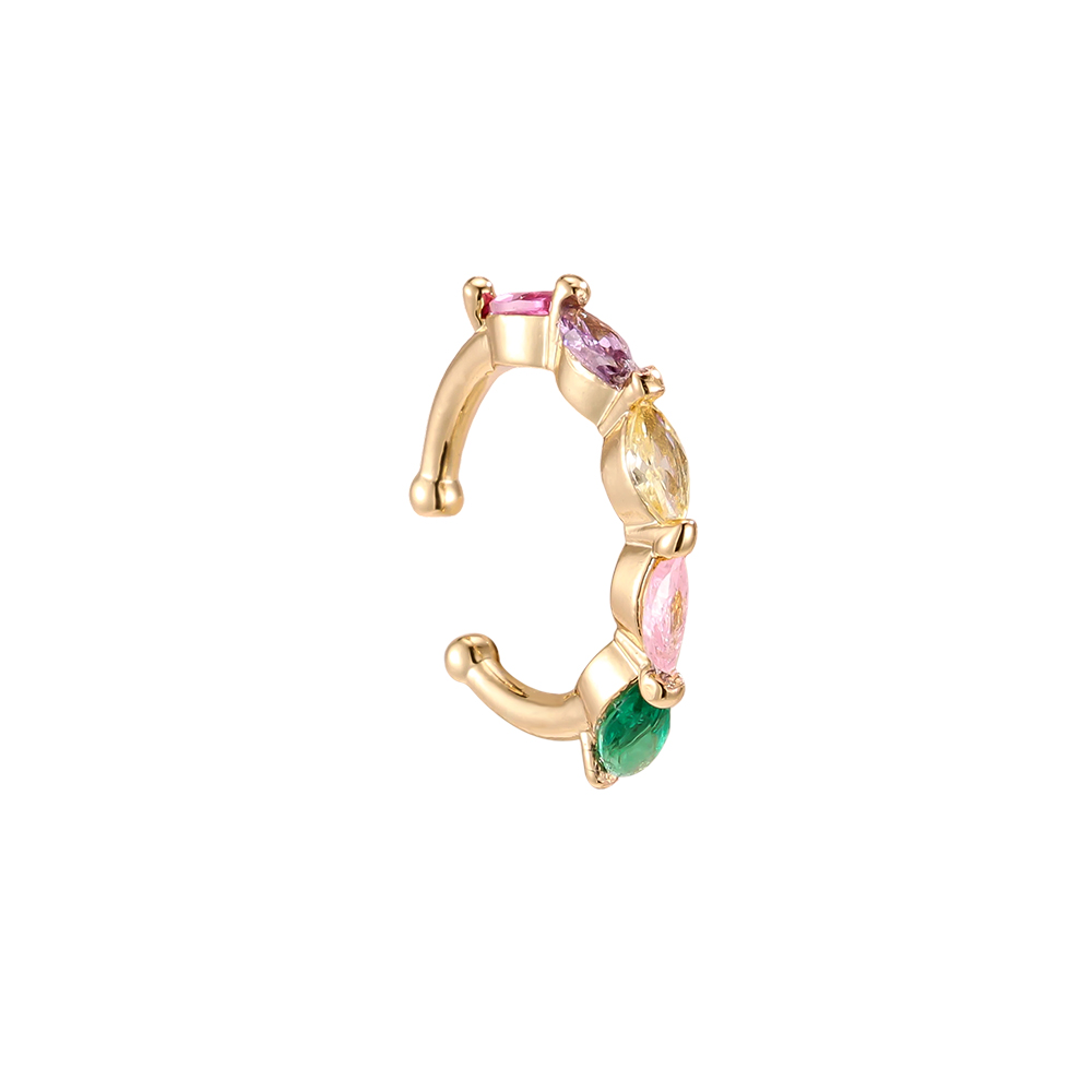 Gold-plated ear cuffs 16mm zirconia dots