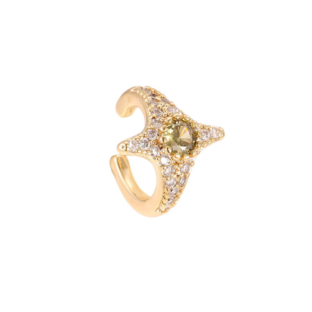Gold-plated ear cuffs 15mm star zirconia