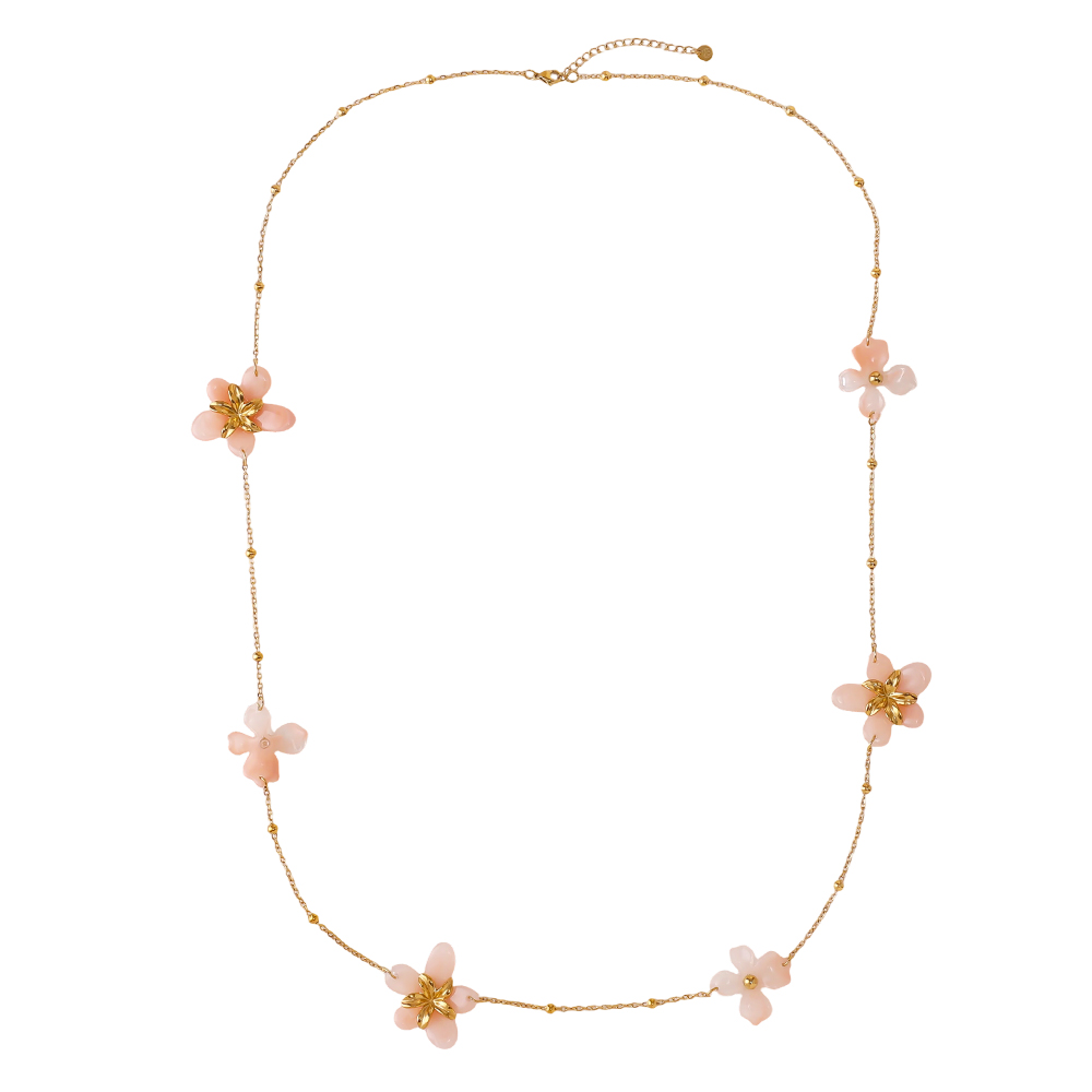 94cm acrylic flower stainless steel necklace      