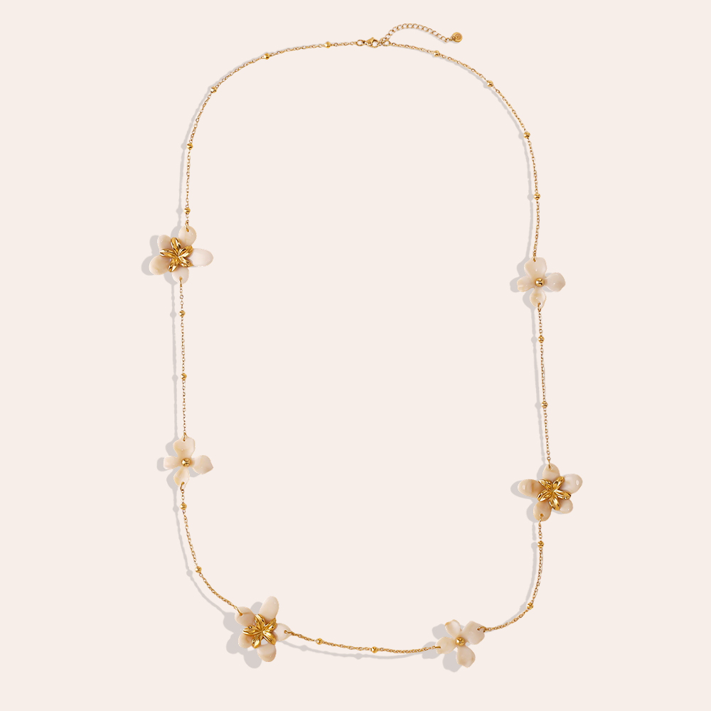 94cm acrylic flower stainless steel necklace      