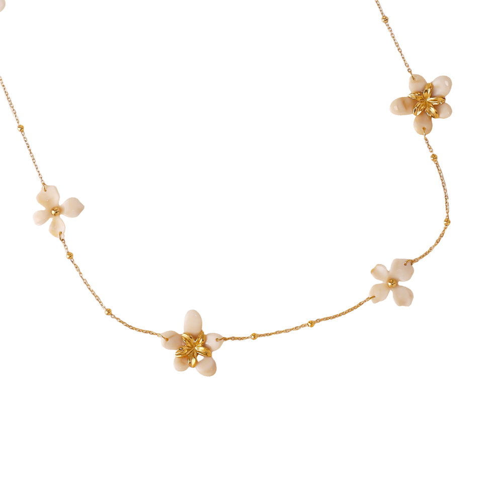 94cm acrylic flower stainless steel necklace      