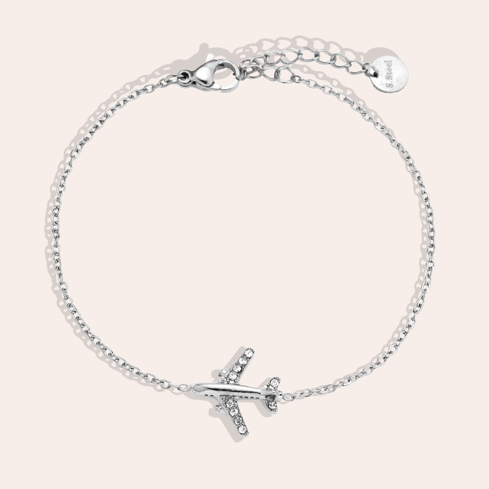 17cm Diamond Airplane stainless steel bracelet    