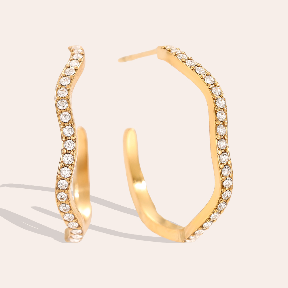 2.3cm Diamond Half Hoop Stainless Steel Earrings    