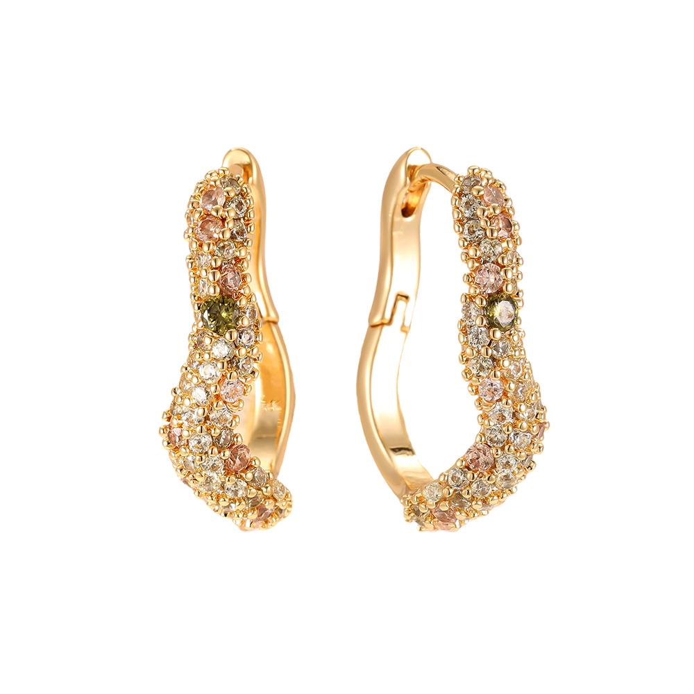 20mm Zirconia Soft Wave Gold-Plated Earrings    