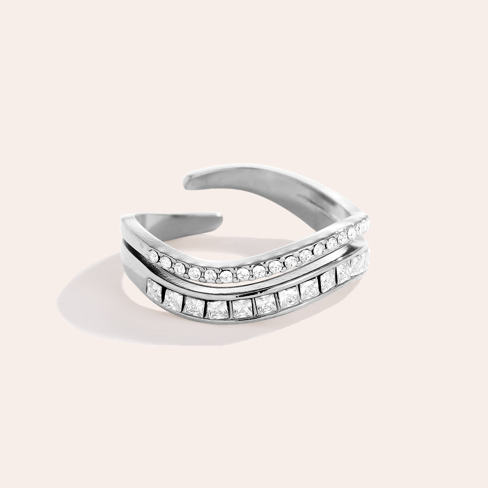 Soft Diamond Wave stainless steel ring     Soft Diamond Wave stainless steel ring