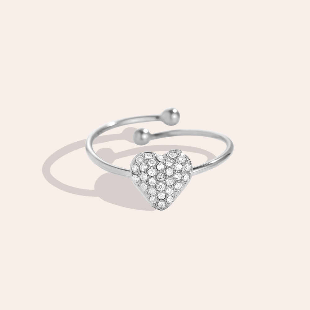 Sweet Diamond Heart stainless steel ring    
