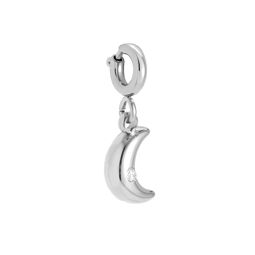 1cm Spring Clasp Moon stainless steel pendant       