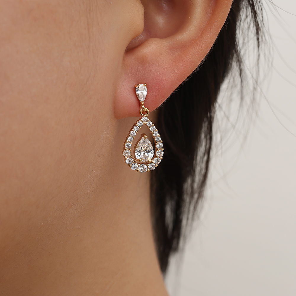 25mm Shining Diamond Gold-plated Earrings      