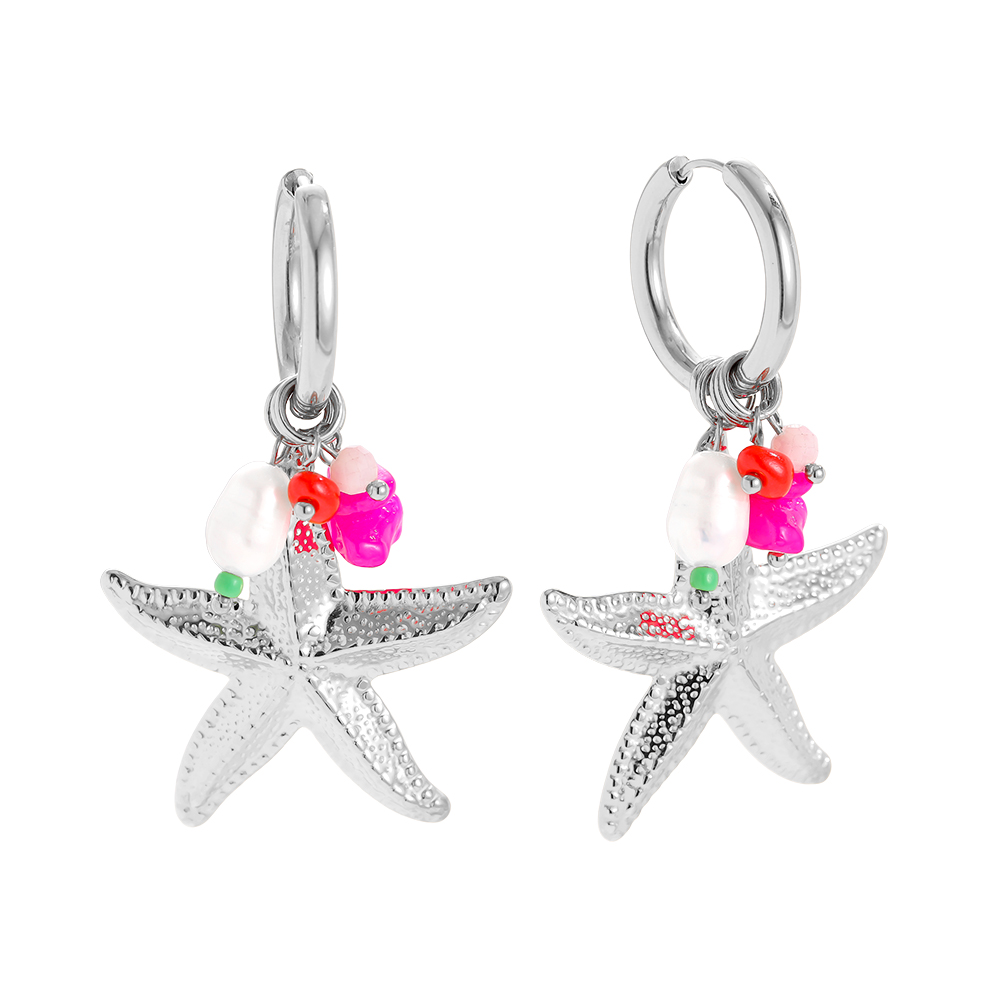 35*60mm starfish and many decorations stainless steel earrings      
