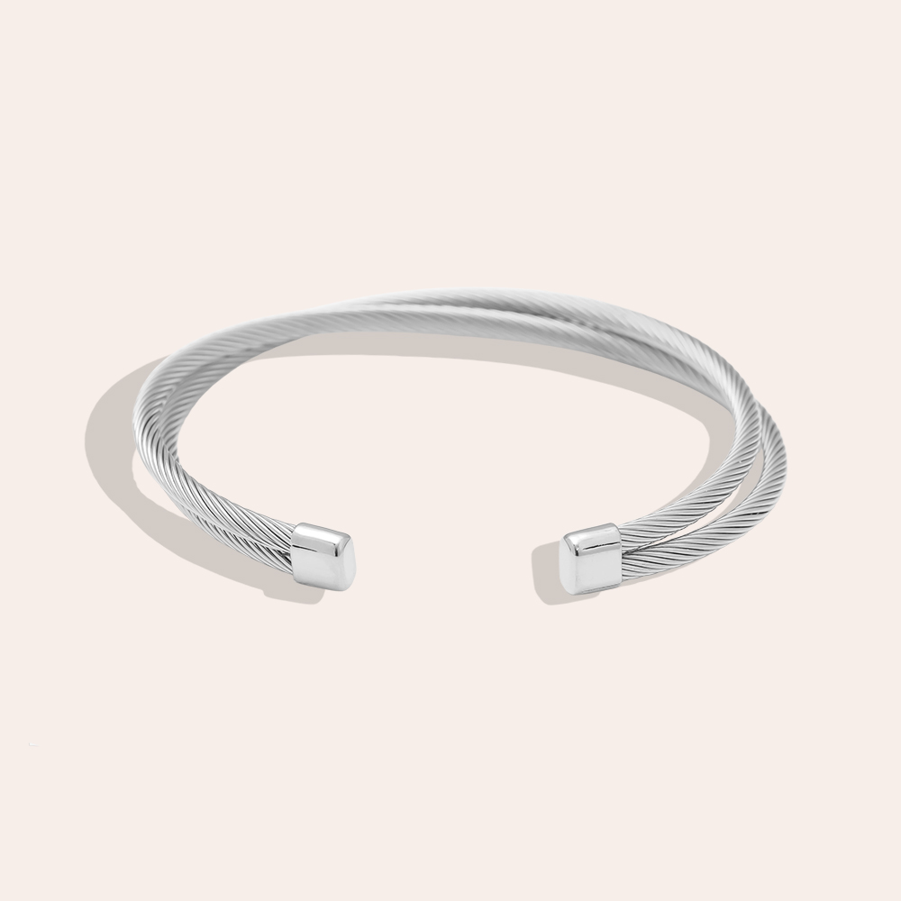 Adjustable Two Cycle Stainless Steel Bangle    
