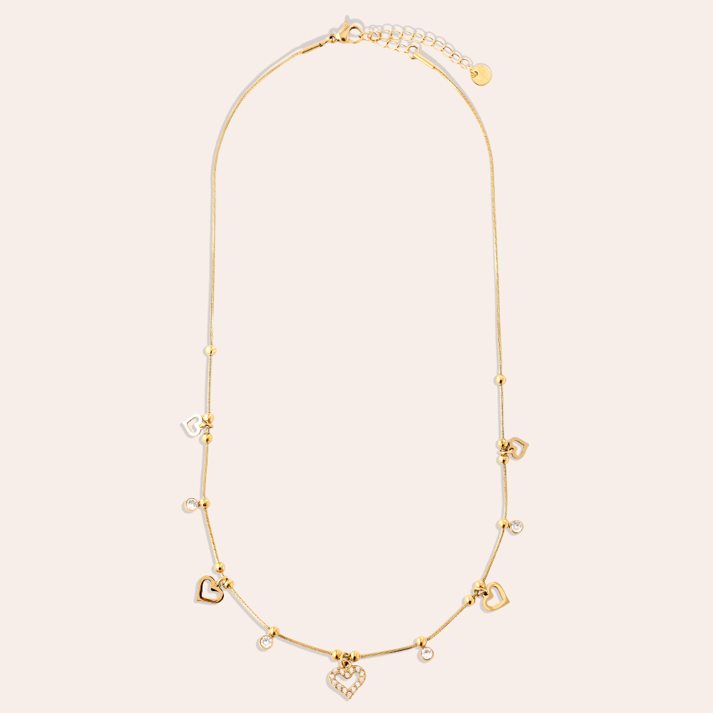 42cm Heart And Diamond Heart stainless steel necklace      