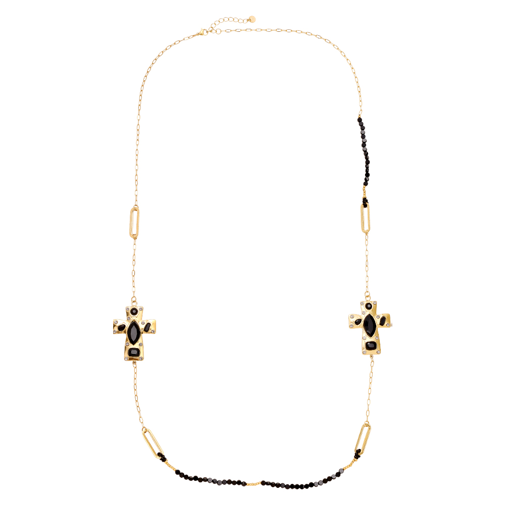 96cm Black Style Cross stainless steel necklace   