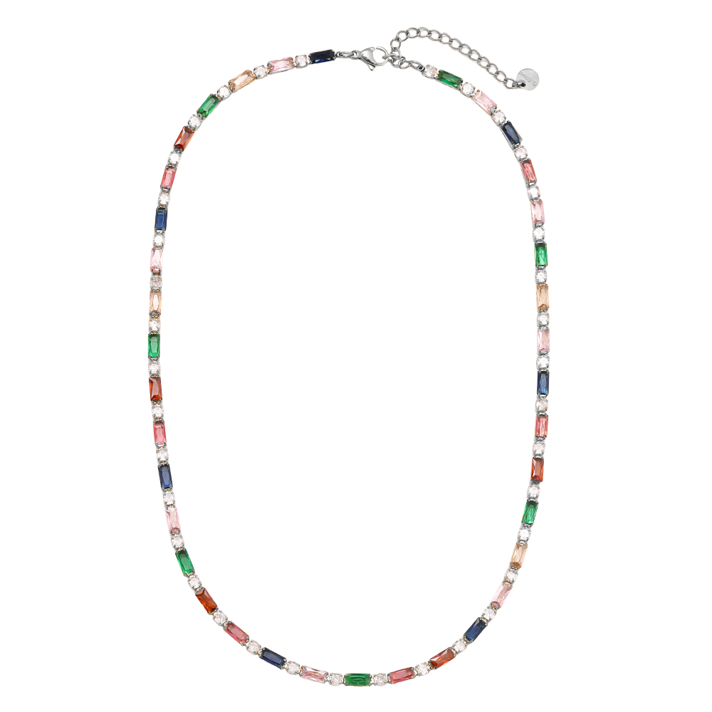 40cm Multi Colour Diamond Stainless Steel Necklace   