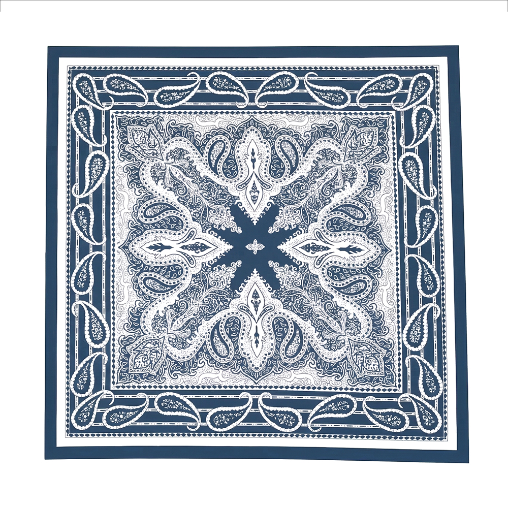 68*68cm Blue-grey paisley pattern scarf