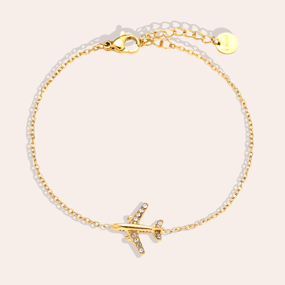 17cm Diamond Airplane stainless steel bracelet    