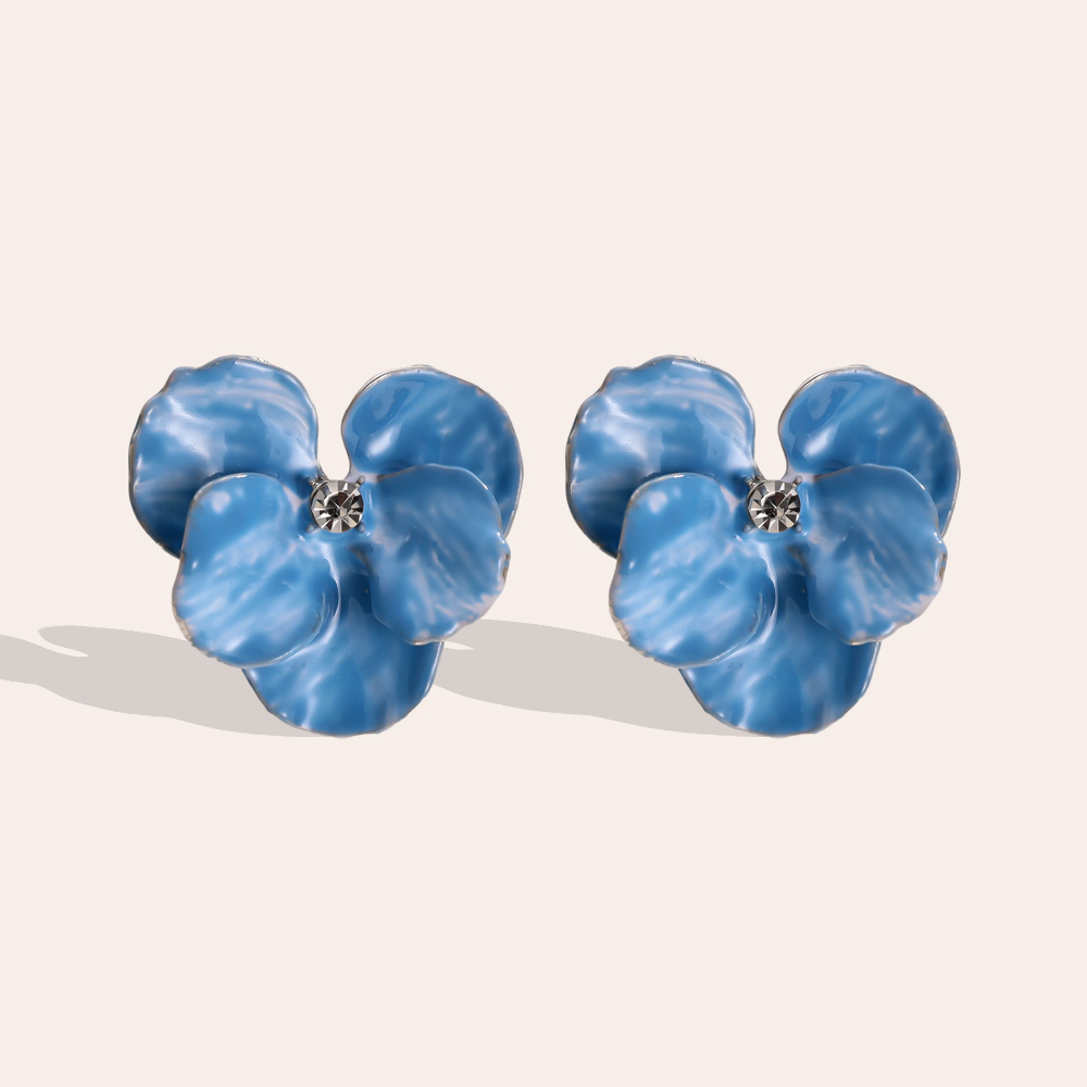 25mm enamel iron flowers stainless steel earrings