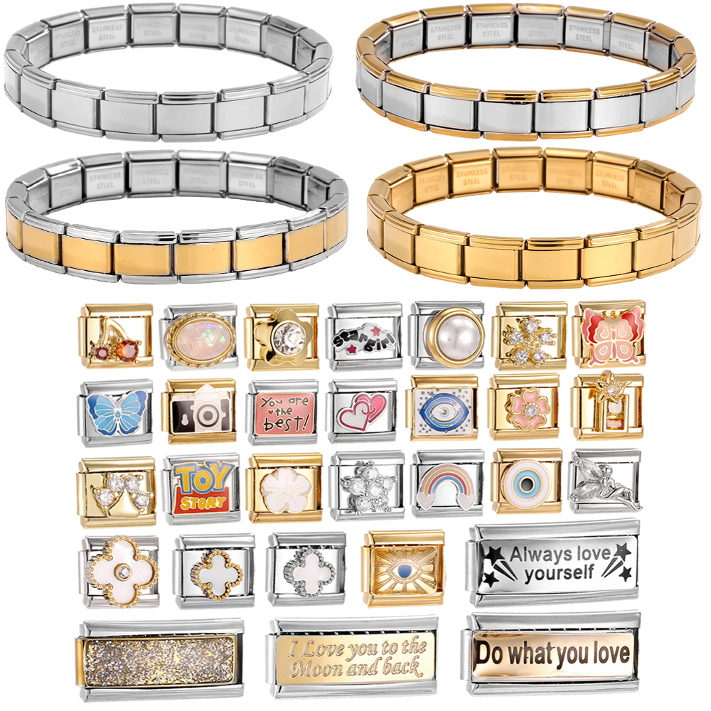 adjustable modular charms stainless steel bracelet    