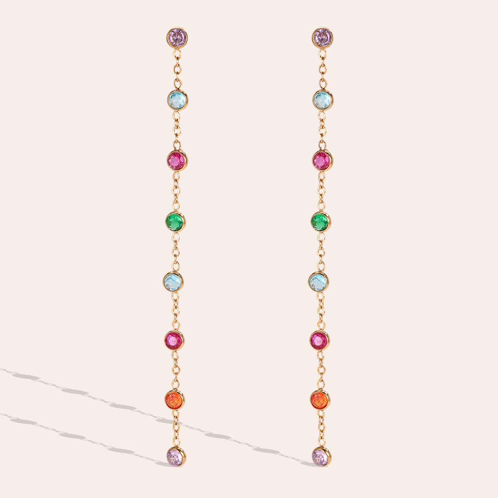Stainless steel earrings, 80 × 4 mm, long pendant