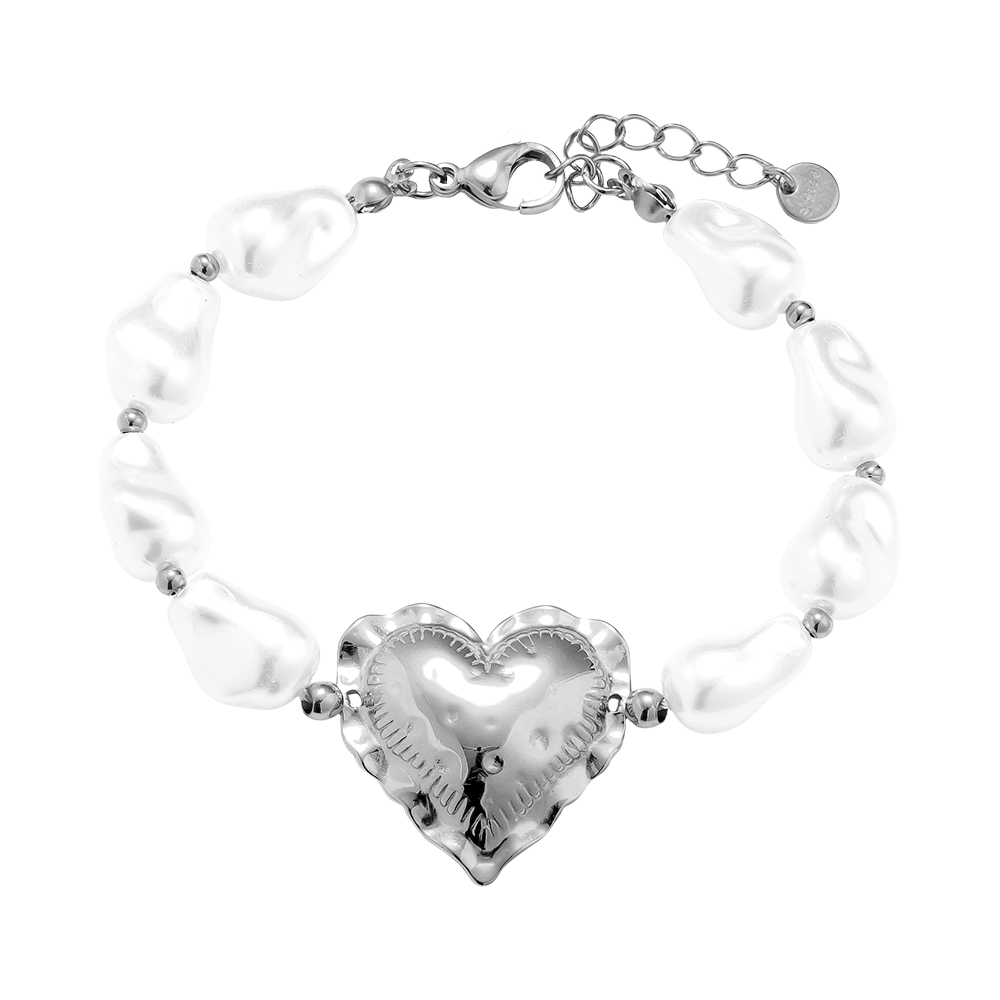 18cm Great Heart In Pearl Chain stainless steel bracelet      