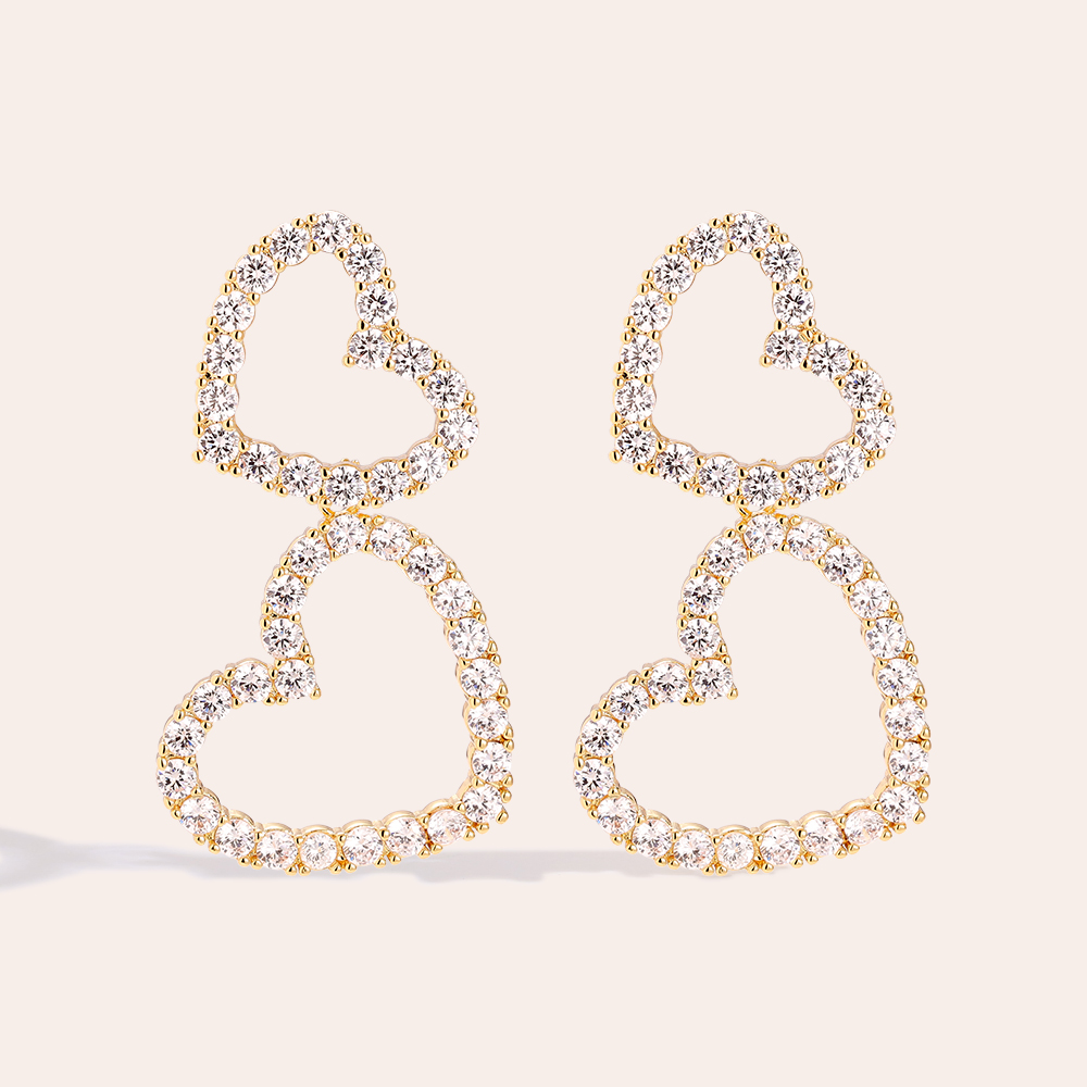 38mm Sparkling Heart Gold-plated Earrings