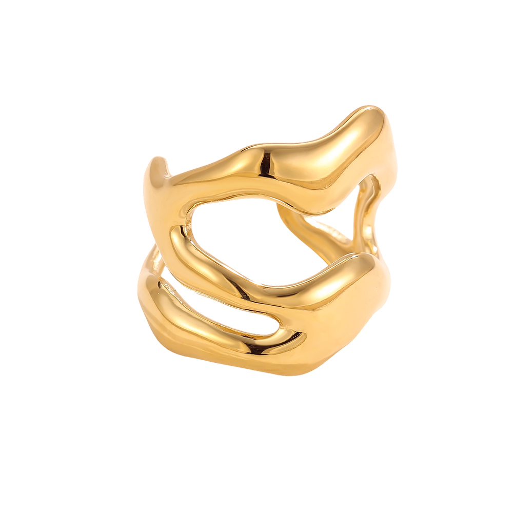 Stainless Steel Ring – Adjustable, Wide, Wavy Design