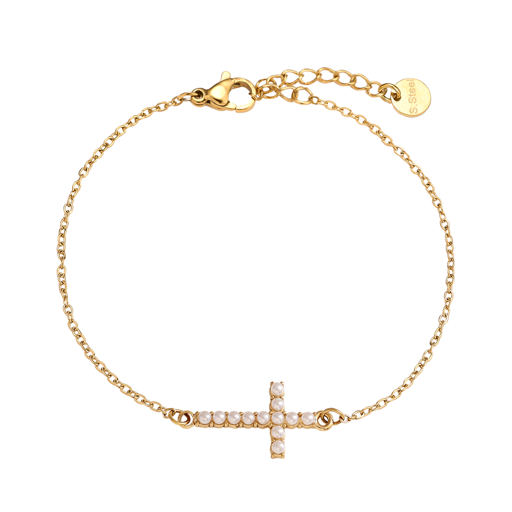 17cm bead cross stainless steel bracelet        
