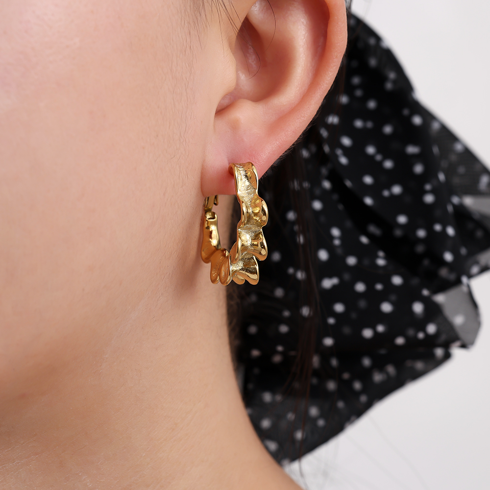 3cm Like Flower Hoop Stainless Steel Earrings    