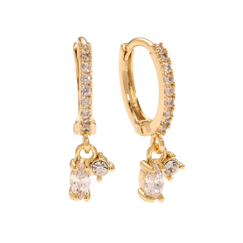 Sparkling Pair Diamond Round Gold-plated Earrings