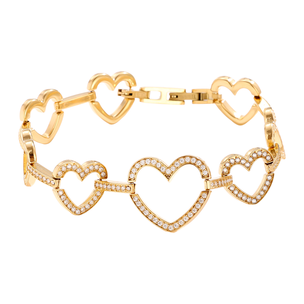 19cm Diamond Hearts stainless steel bracelet     