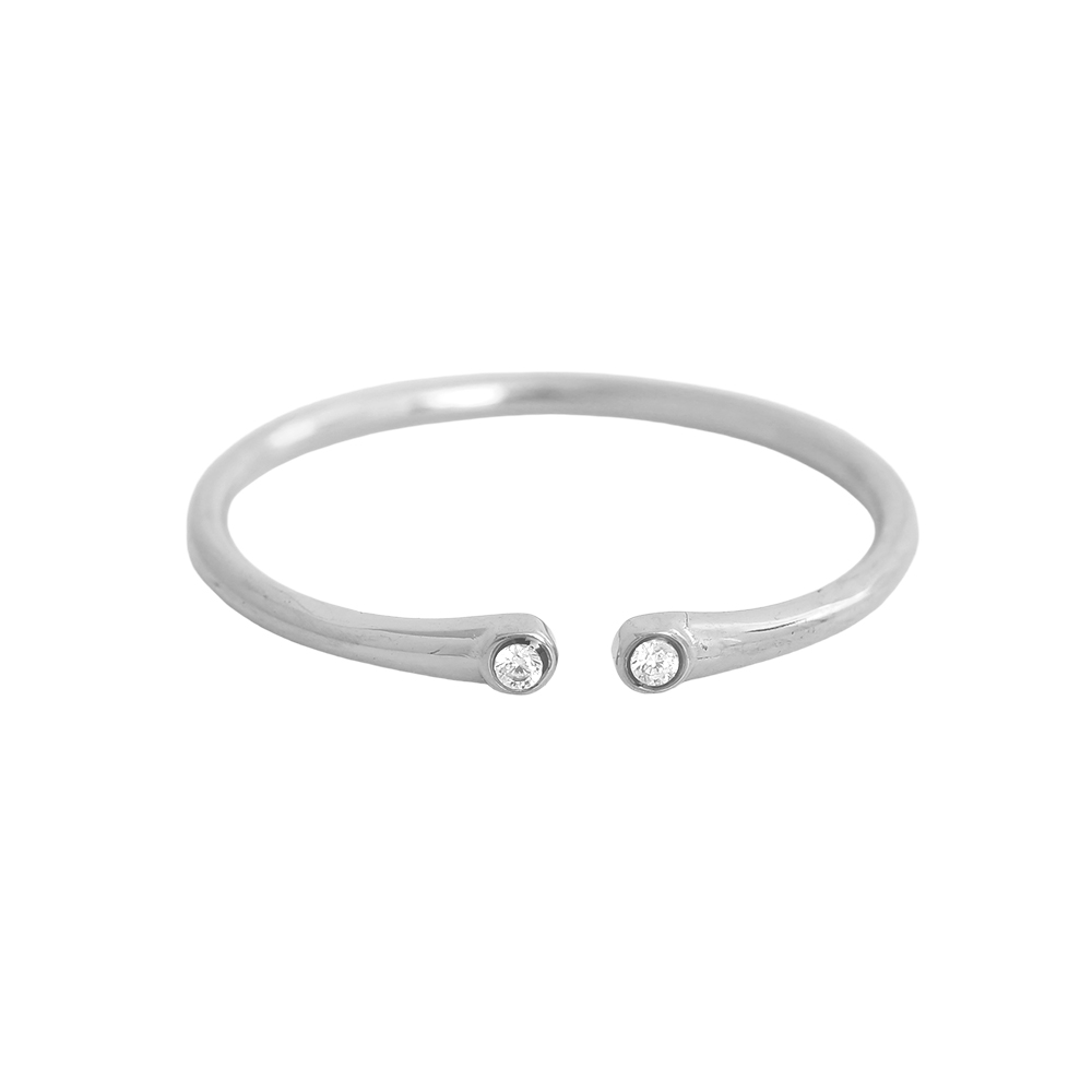 Adjustable open zirconia stainless steel ring